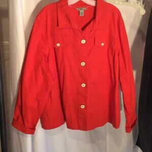 Red lightweight spring jacket w/cream buttons nwot